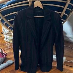 BCBGMaxAzria navy & burgundy Striped Blazer